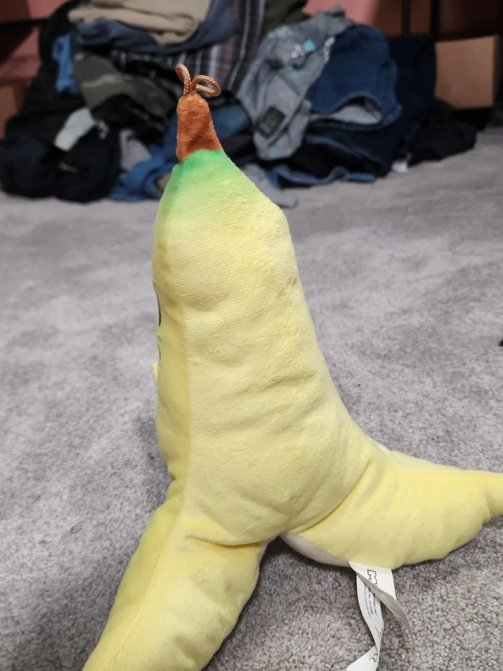 Smiling Banana Peel Plush Toy - Yellow